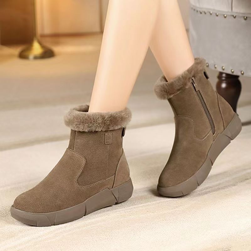 Women’s Flat Heel Warm Fleece-Lined Ankle Boots