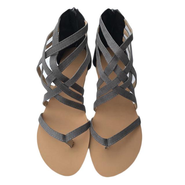 Women’s Criss Cross Flat Roman Sandals with Closed Heel - Wazzi's Wear