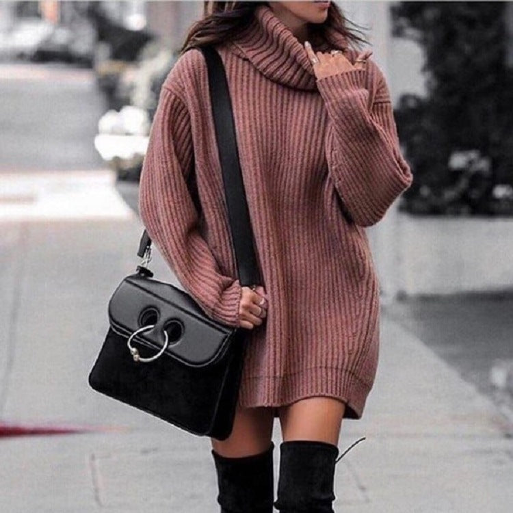 Women’s Long Sleeve Turtleneck Sweater Dress