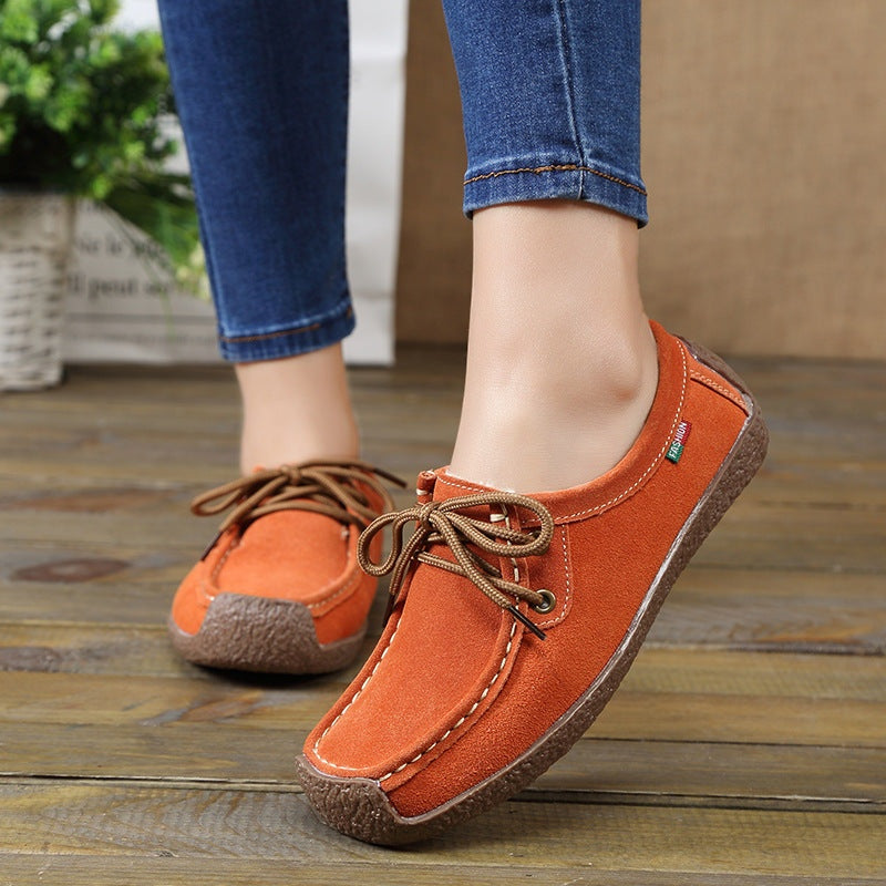 Lace-Up Flat Heel Loafers
