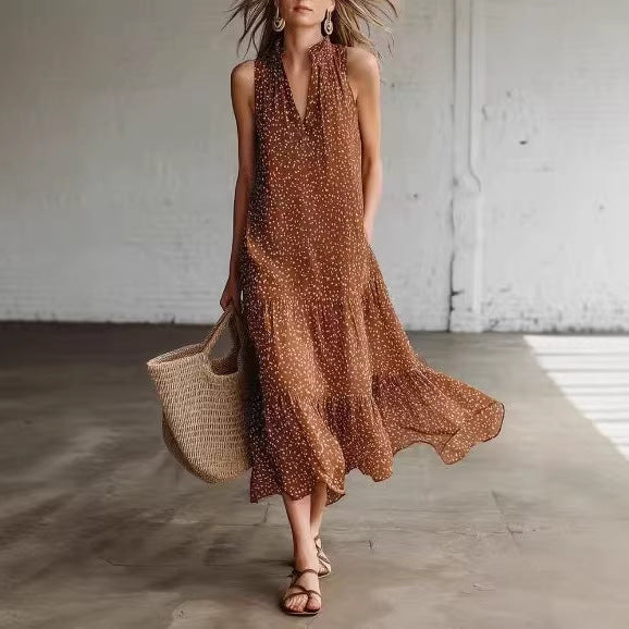 Women's Polka-Dot Sleeveless Dress