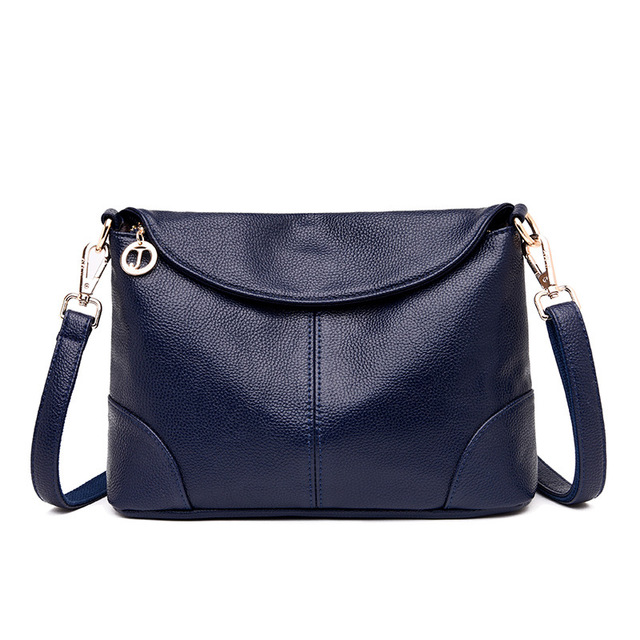 Women’s Leather Solid Colour Shoulder Bag with Zipper