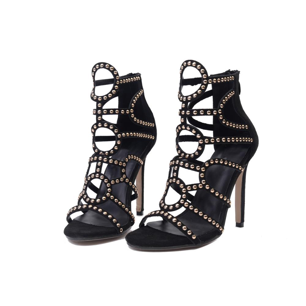 Women’s Black Suede Strappy High Heel Stiletto Sandals - Wazzi's Wear