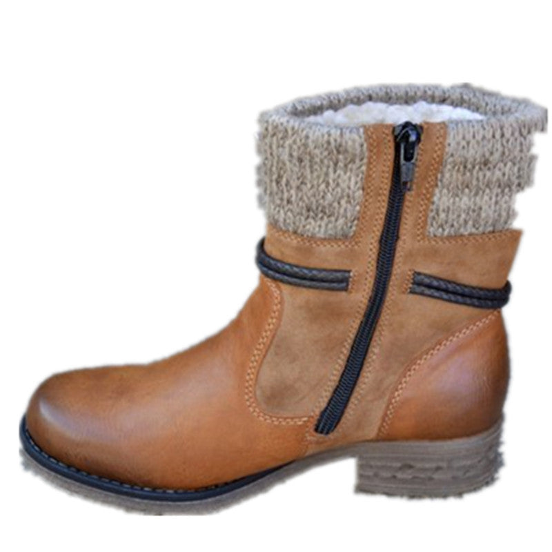 Women’s Warm Ankle Boot with Thick Short Heel in 2 Colors - Wazzi's Wear