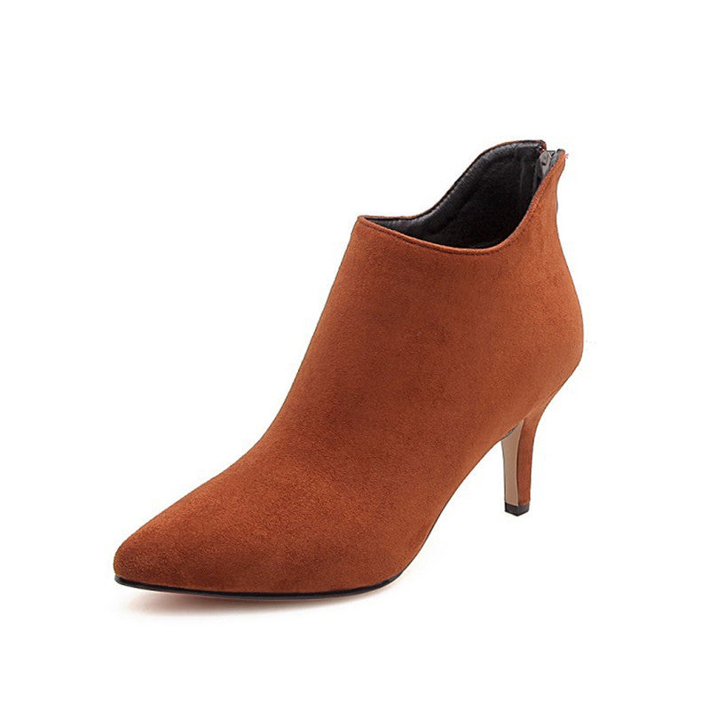 Women’s Suede Pointed Toe Ankle Boots with Stiletto Heel