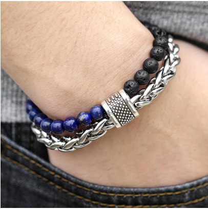 Stainless Steel Bracelet with Natural Stones - Wazzi's Wear