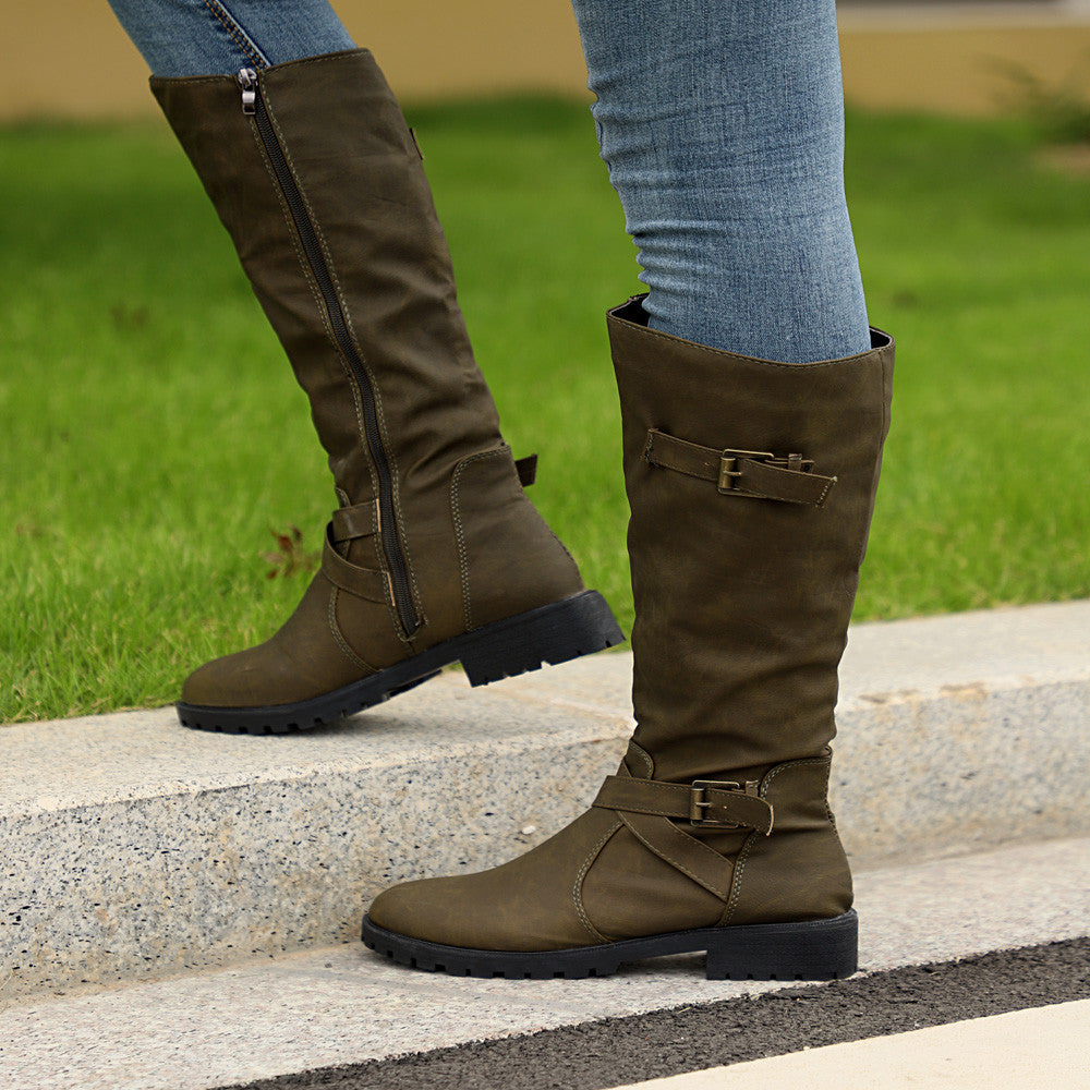 Women’s Low Heel Knee Length Boots