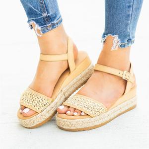 Women’s Braided Linen Platform Wedge Sandals in 3 Colors - Wazzi's Wear