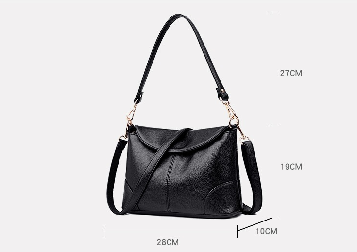 Women’s Leather Solid Colour Shoulder Bag with Zipper