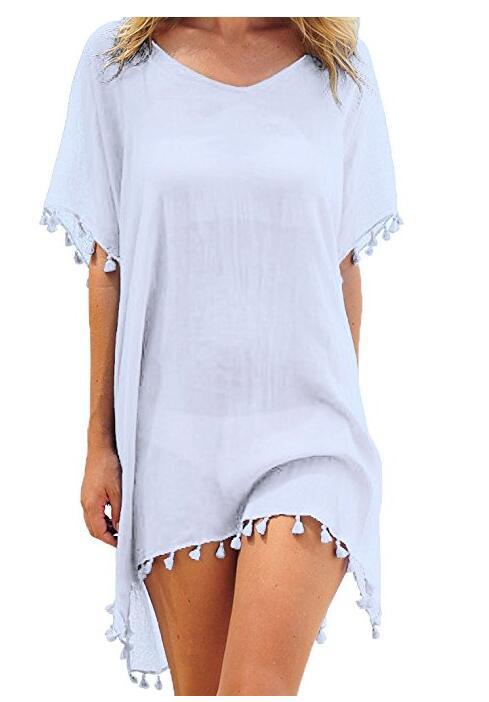 Women’s One Size Fringed Beach Cover-Up in 21 Colors - Wazzi's Wear