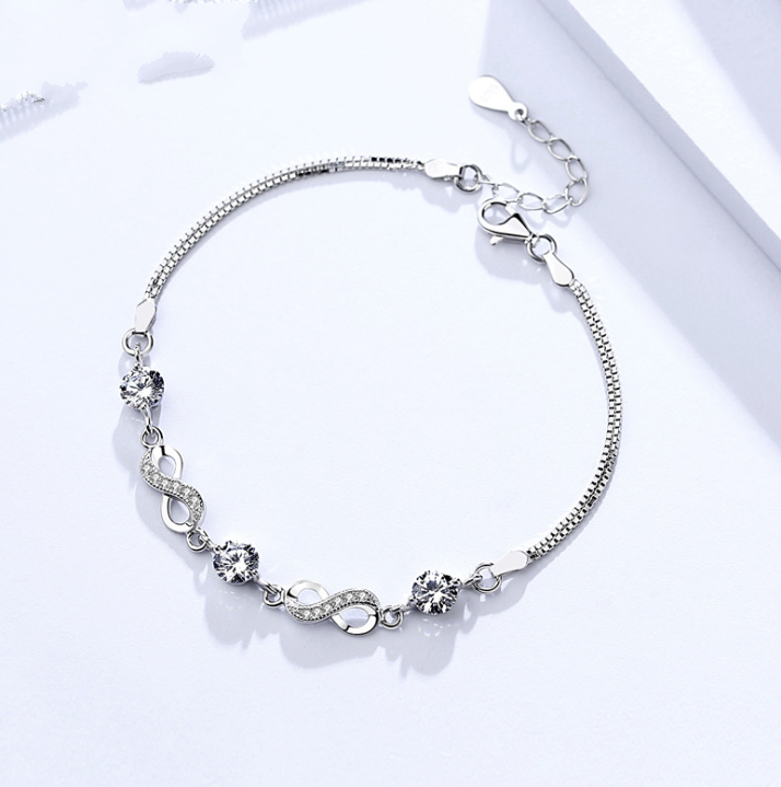 Sterling Silver Bracelet with Inlaid Gemstones - Wazzi's Wear