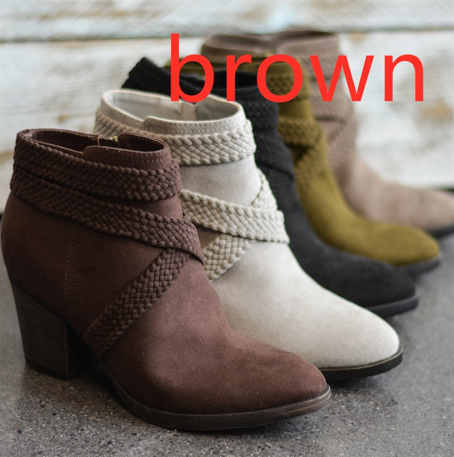 Women’s Ankle Length Boots with Short Wide Heel in 3 Colors - Wazzi's Wear