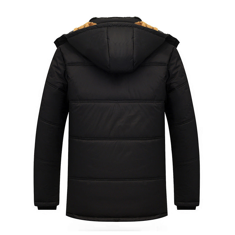 Men’s Black Hooded Long Sleeve Plush Coat M-4XL - Wazzi's Wear
