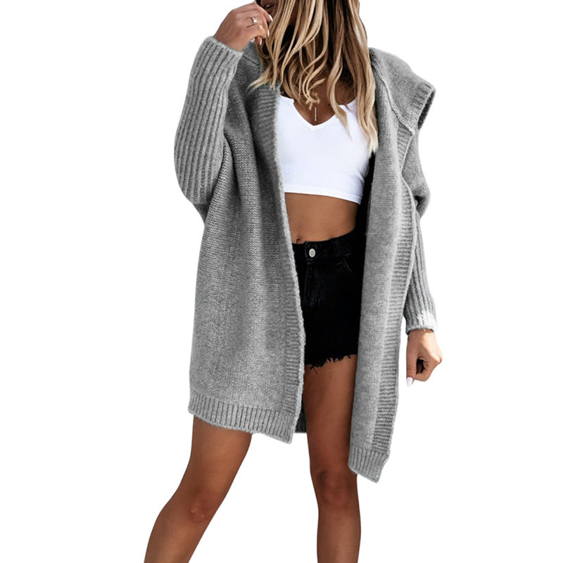 Women’s Loose Fit Knit Cardigan with Hood in 3 Colors S-XXL - Wazzi's Wear