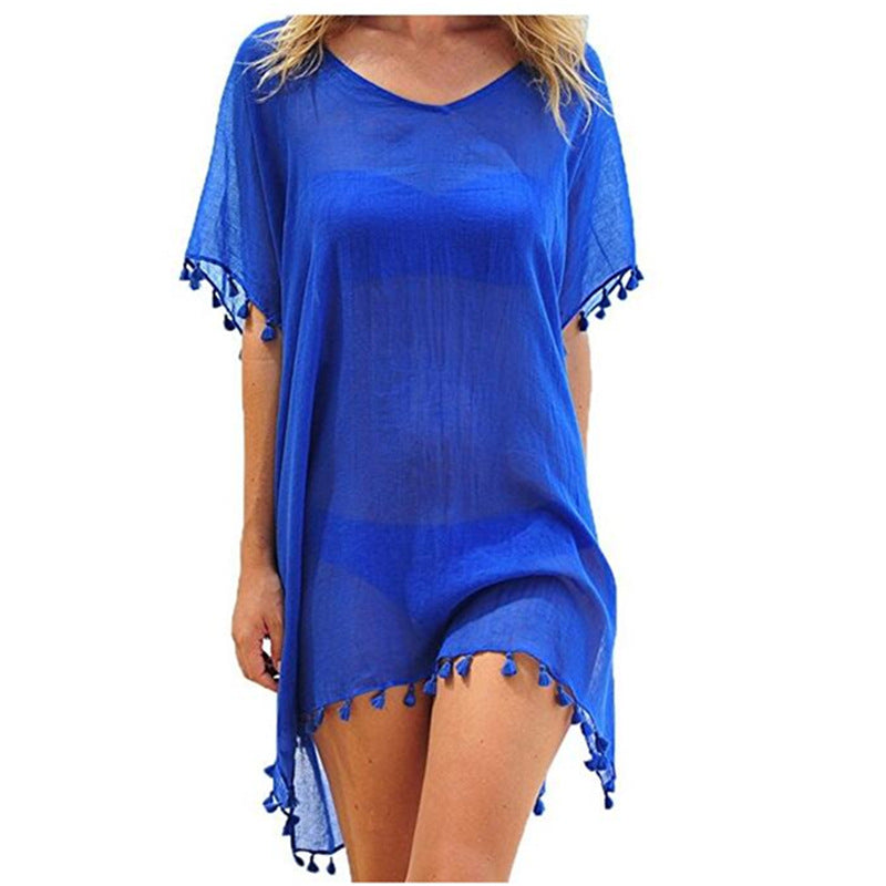 Women’s One Size Fringed Beach Cover-Up in 21 Colors - Wazzi's Wear