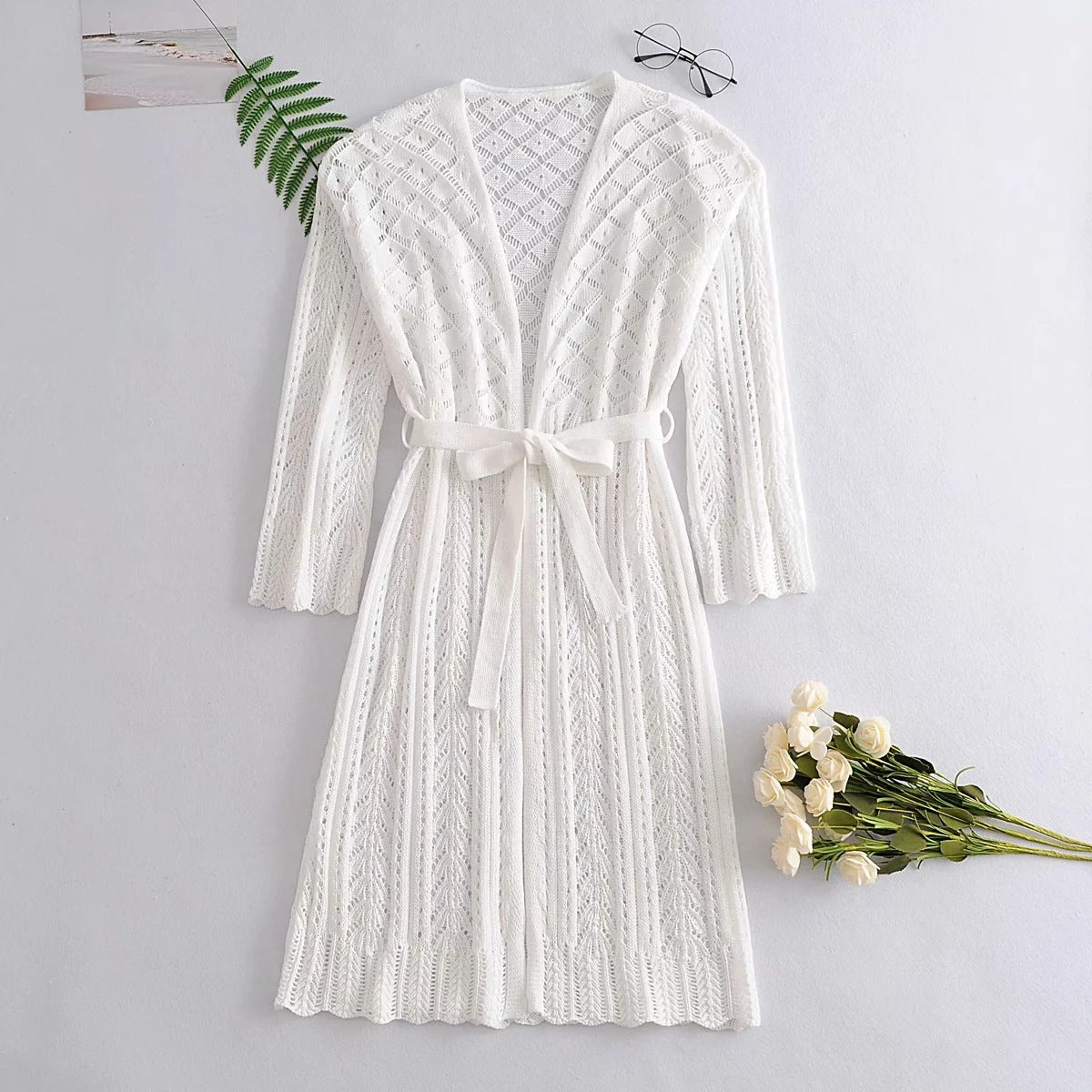 Long knit cardigan dress
