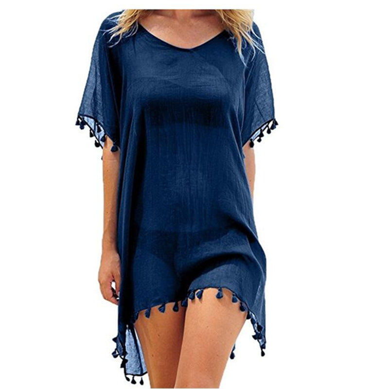 Women’s One Size Fringed Beach Cover-Up in 21 Colors - Wazzi's Wear