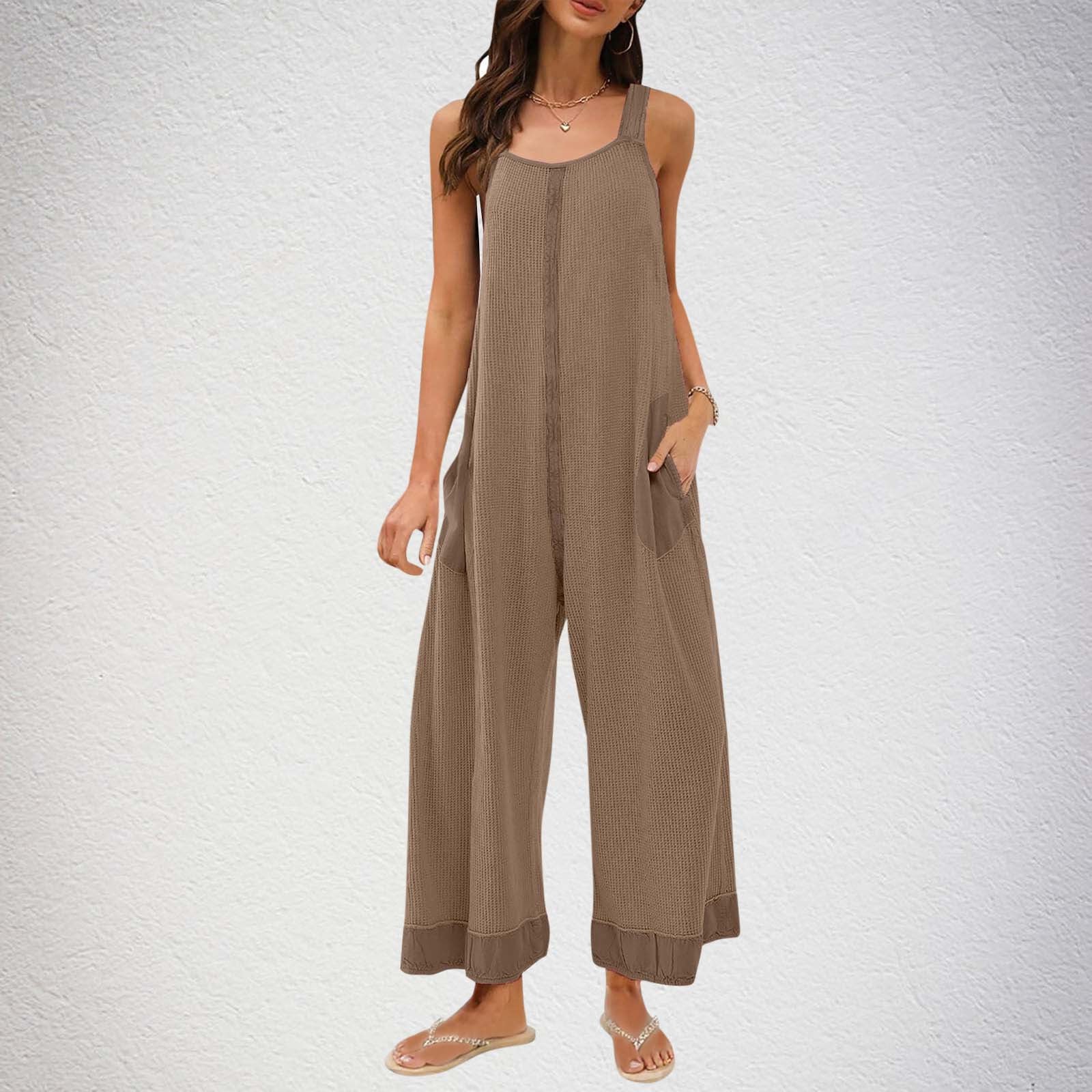 Women's Casual Loose Jumpsuit Sleeveless U-neck One-piece