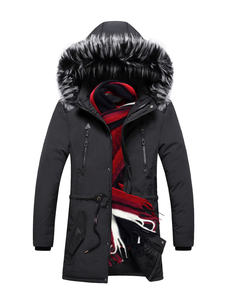 Men’s Hooded Mid-Length Winter Coat in 3 Colors L-3XL - Wazzi's Wear