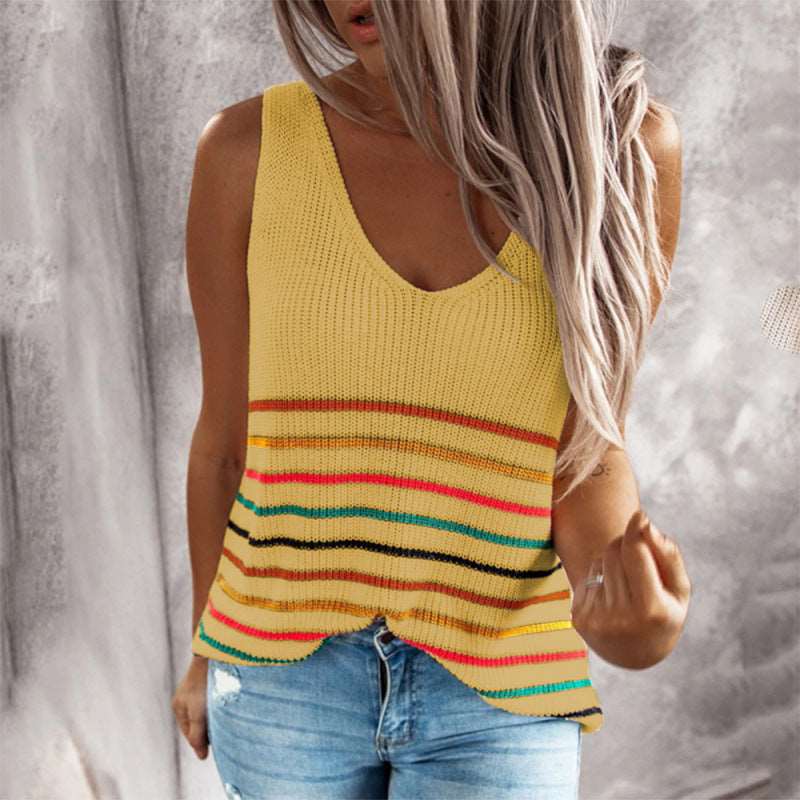 Our Women’s Striped V-Neck Knit Tank Top