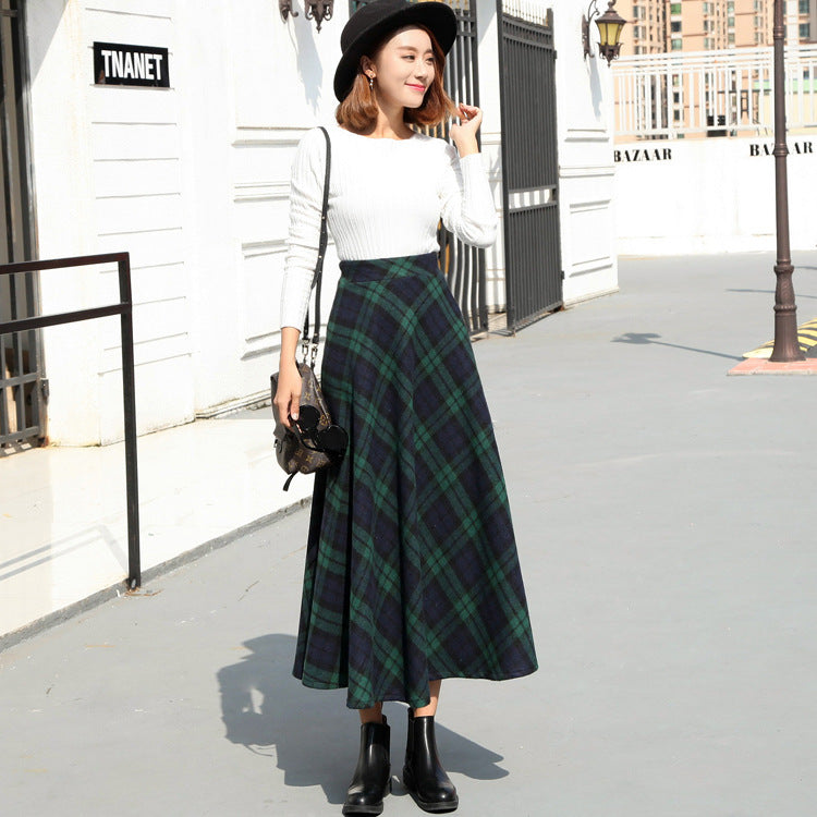Autumn and winter new high-waisted skirt slim woolen skirt