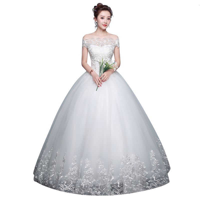 Women’s Off-the-Shoulder Wedding Dress with Pettiskirt Sizes 2-28W - Wazzi's Wear