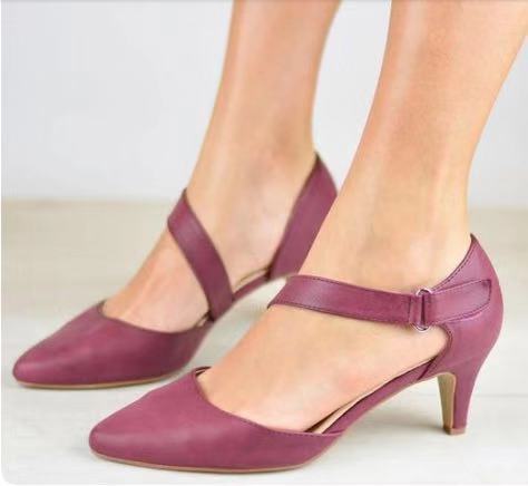 Women’s Pointed Toe Cross Strap Shoes with Short Stiletto Heel in 5 Colors