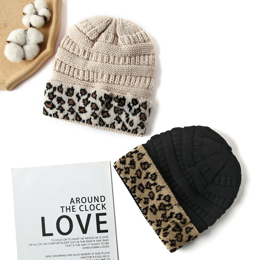 Women's Leopard Print Knit Beanie in 10 Colors - Wazzi's Wear