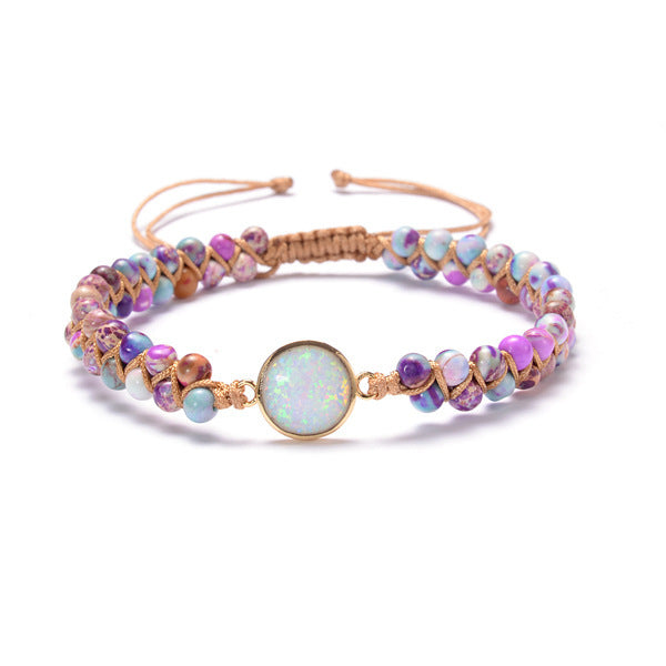 Stone and Opal Braided Bohemian Bracelet in 6 Colors - Wazzi's Wear