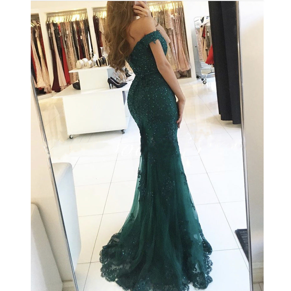 Women’s Off-the-Shoulder Mermaid Evening Prom Dress in 4 Colors Sizes 2-20W - Wazzi's Wear