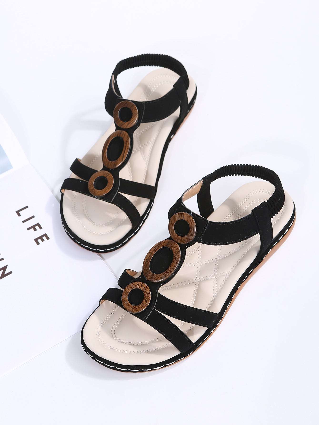 Women’s Bohemian Sandals with Ankle Strap and Round Toe