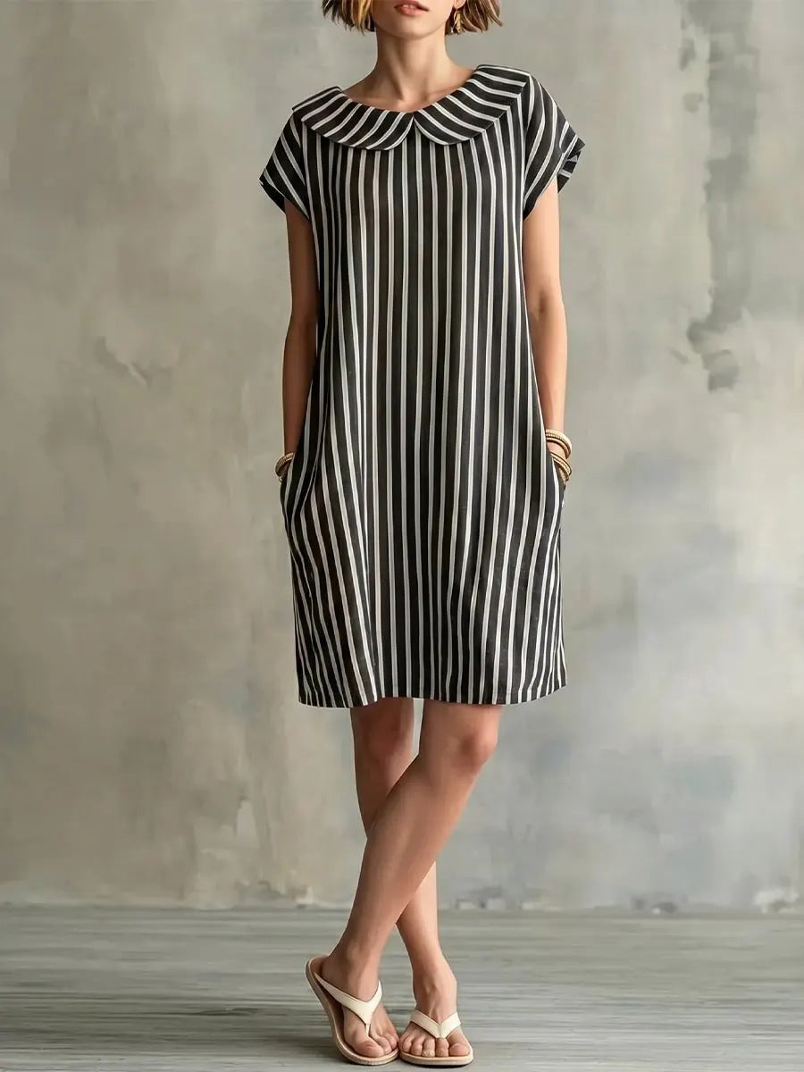 Elegant And Fashionable Printed Striped Dress For Women