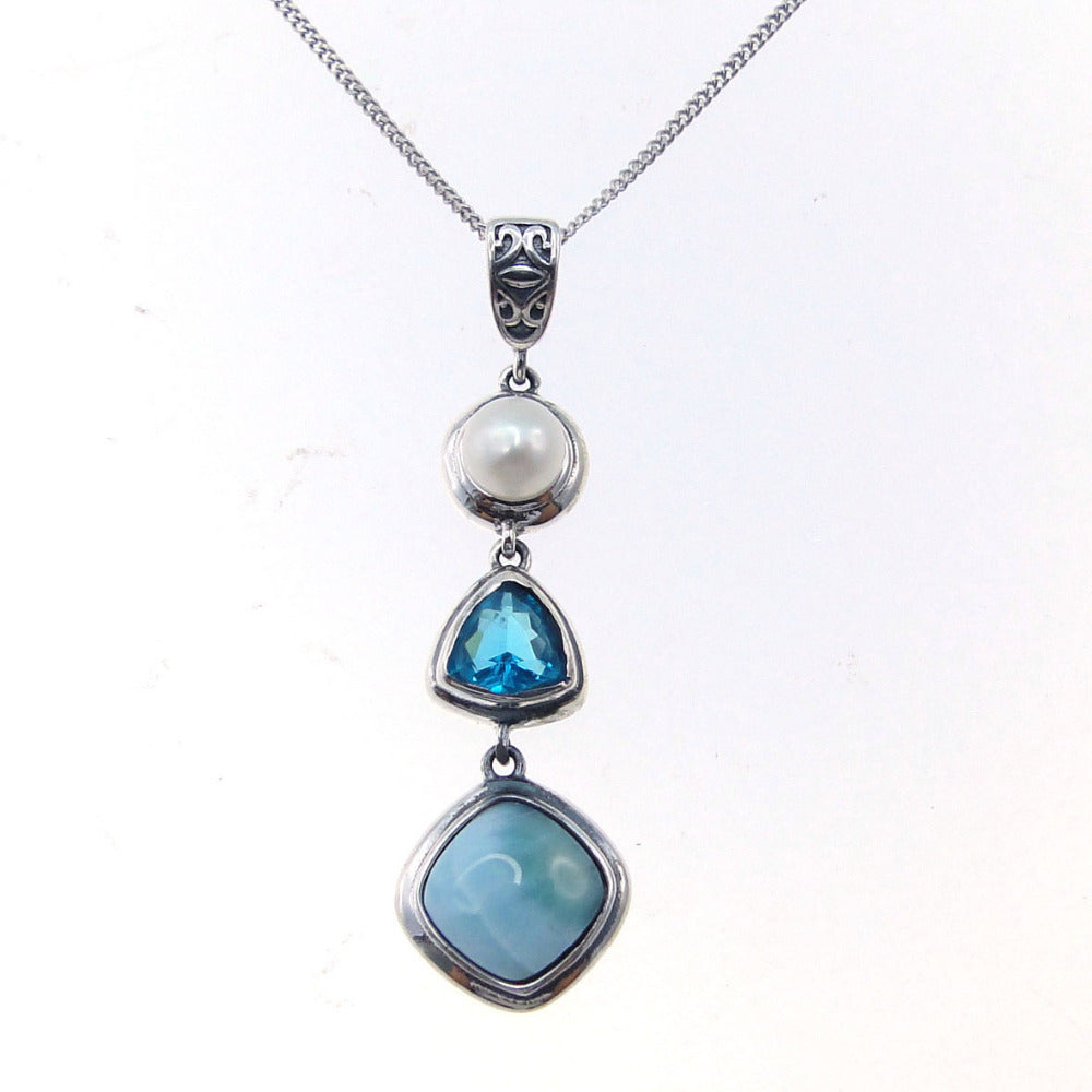 Natural sea vein gemstone pearl necklace