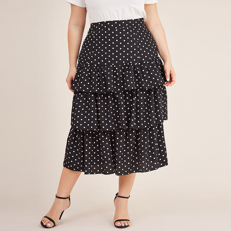Polka dot pleated skirt
