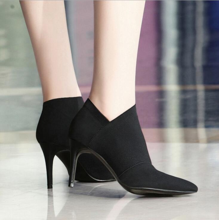 Women’s Chic Pointed Toe Ankle-Height Stiletto Boots