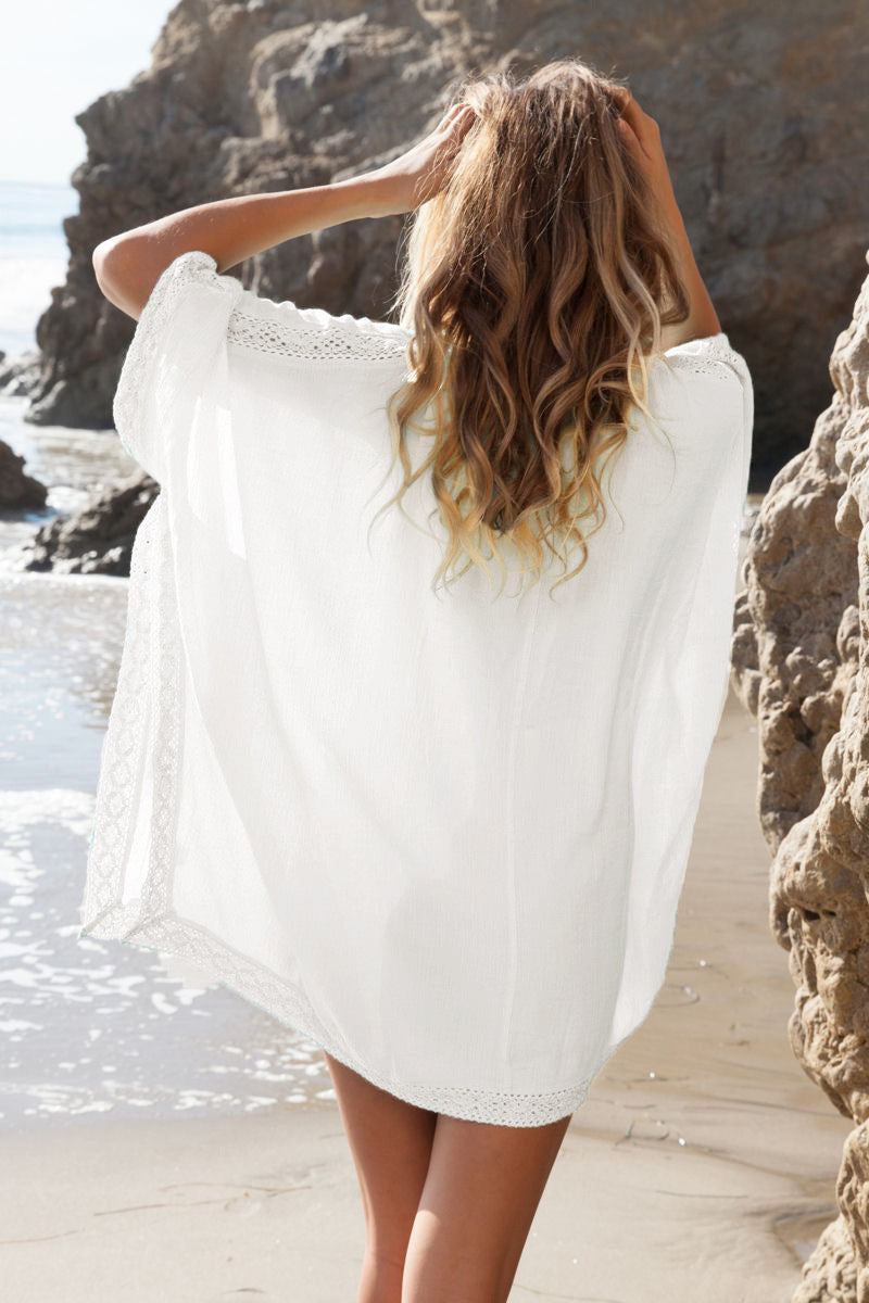 hot summer dresses women pareos beachwear dresses in light blue on the beach