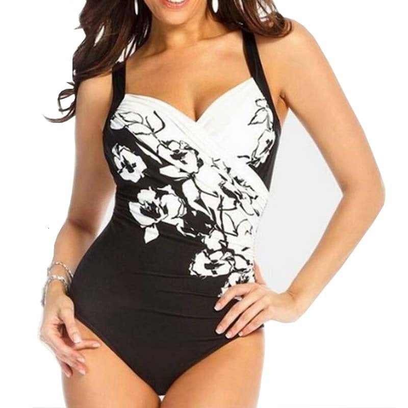 Women's One Piece Floral Swimsuit S-5XL - Wazzi's Wear