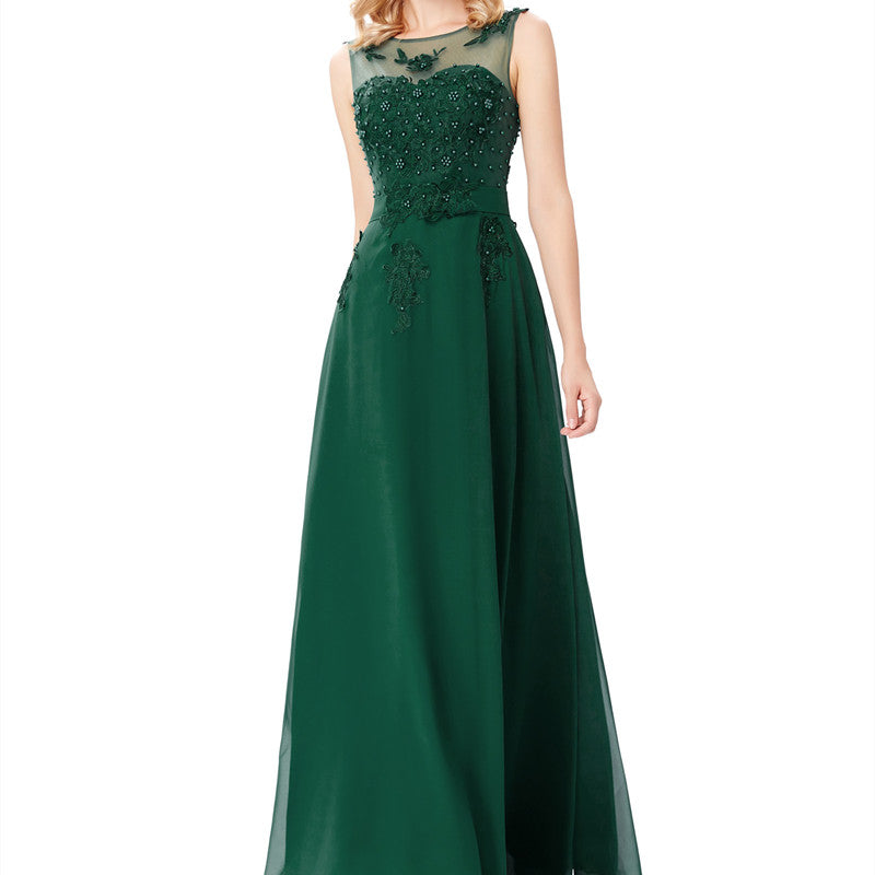 Women’s Sleeveless Lace Bodice Evening Dress in 5 Colors Sizes 2-16 - Wazzi's Wear