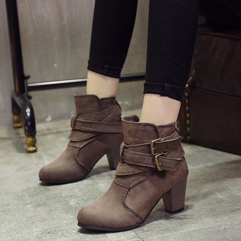 Women’s Suede Block Heel Ankle Boots