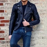 Men's PU Leather Zippered Jacket in 2 Colors S-3XL - Wazzi's Wear