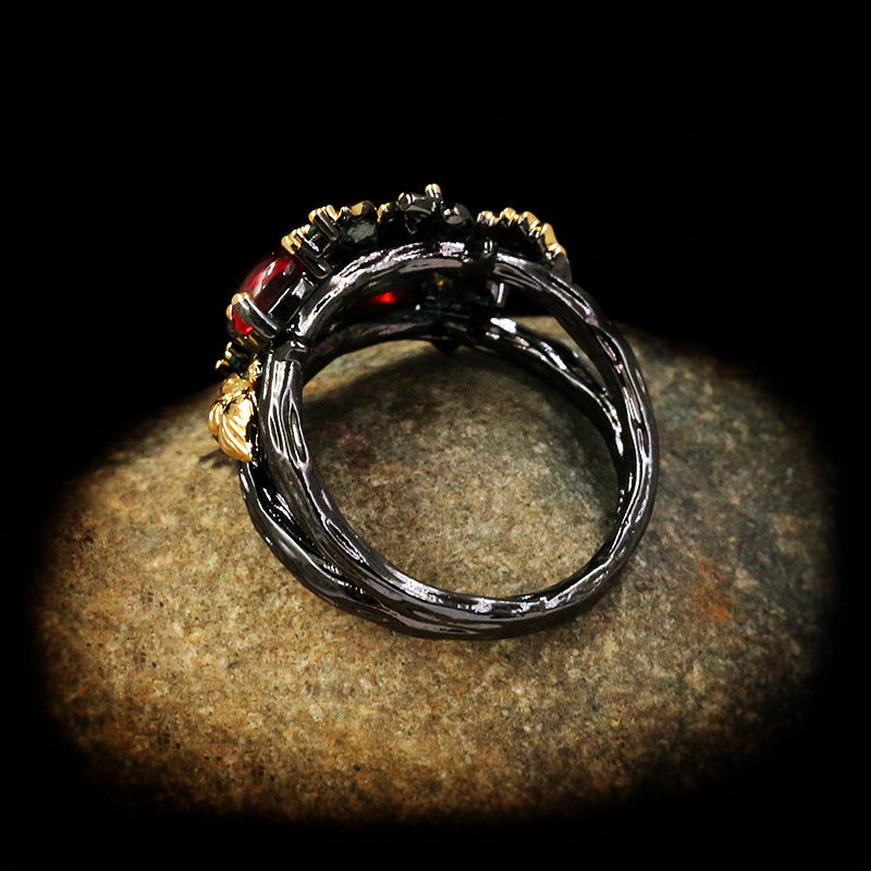 Trendy Colorful Flower Angel Two-Tone Ring For Women Fashion Cross-Border Jewelry