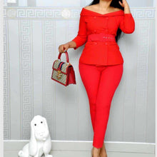 Load image into Gallery viewer, Women’s Off the-Shoulder Long Sleeve Top with Pants Set in 3 Colors M-XXL - Wazzi&#39;s Wear