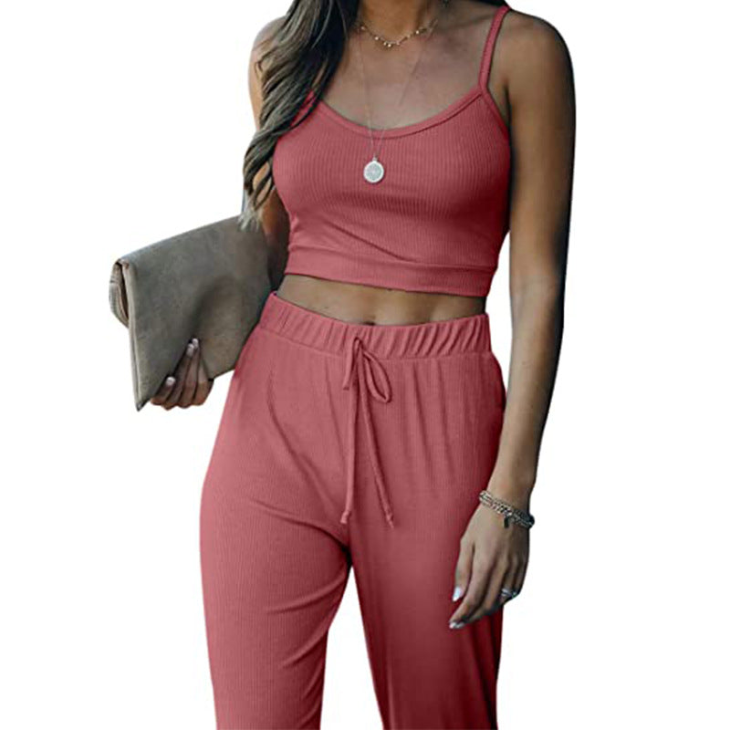 Women’s Crop Top with Spaghetti Straps and Matching Bottoms 2-Piece Set in 7 Colors Sizes 4-18 - Wazzi's Wear