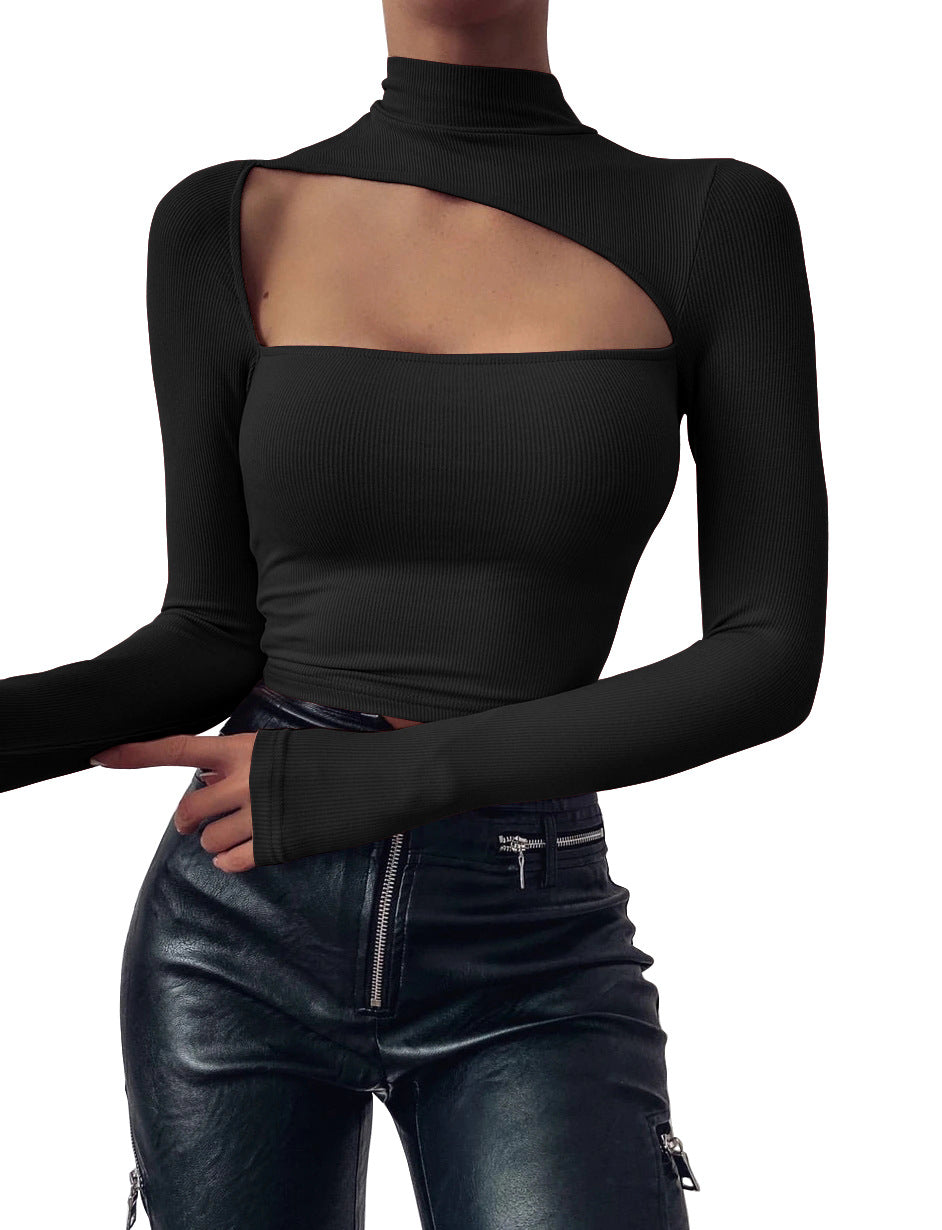 European And American Irregular Slim Sexy Long-Sleeved Blouse Women