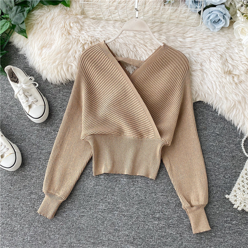 Knit Sweater Halter Two-Piece Suit hip Sweater Dress