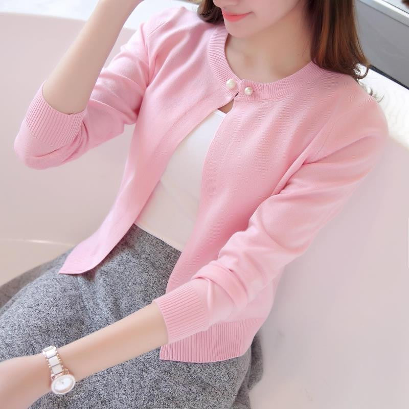 Women’s Short Thin Knit Cardigan in 7 Colors S-XL - Wazzi's Wear