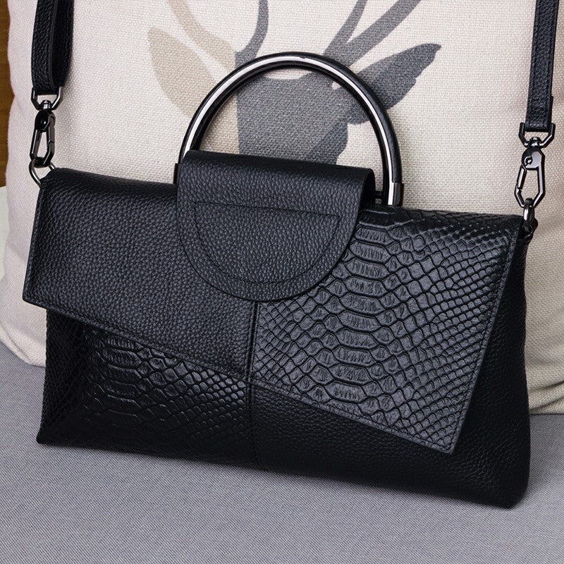 Women’s Classy Black Leather Hand Shoulder Bag