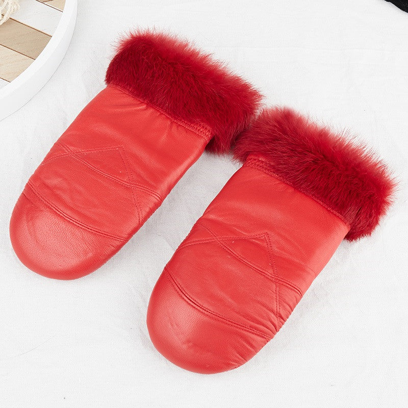 Women’s Leather Mittens with Fur in 7 Colors - Wazzi's Wear