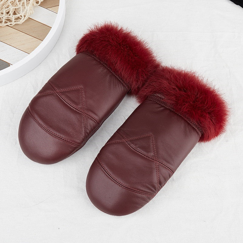 Women’s Leather Mittens with Fur in 7 Colors - Wazzi's Wear