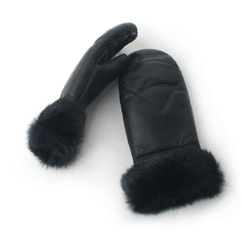 Women’s Leather Mittens with Fur in 7 Colors - Wazzi's Wear